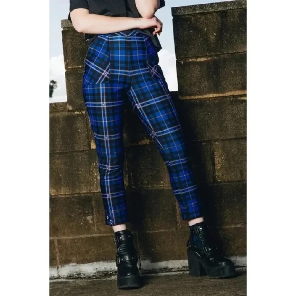 Rare: Harry Potter Ravenclaw Tartan Cuffed Pants | Blackmilk Size Small - Picture 1 of 9